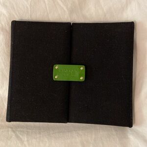 Vintage Kate Spade black canvas trifold planner and notebook